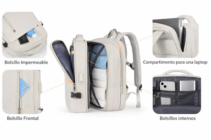 Mochila Expandible Beige